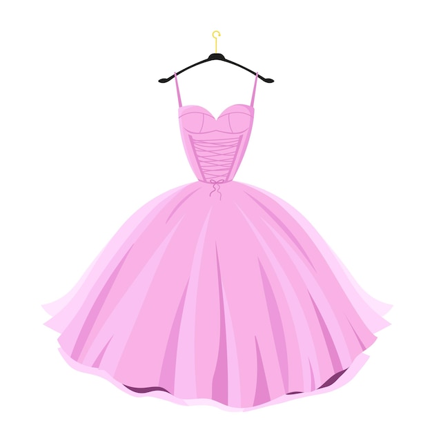 Robe de soirée rose sur cintre