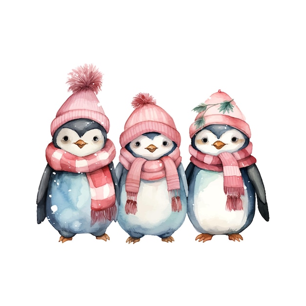 des robes de pingouin d'hiver en chapeau