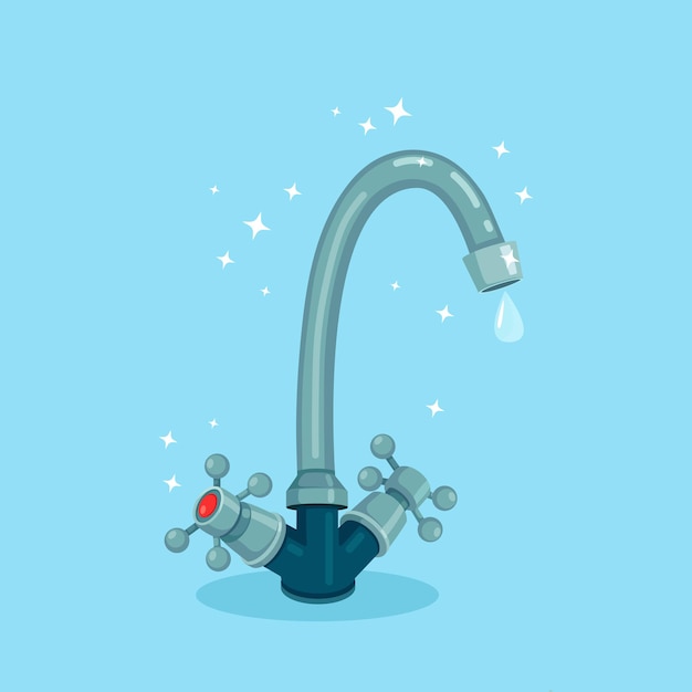 Vecteur robinet d'eau avec illustration de goutte