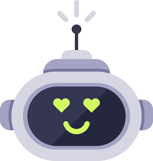 Un robot amical exprimant des émotions positives avec des yeux de cœur et un sourire joyeux symbolisant l'amour l'affection et le bonheur dans l'intelligence artificielle