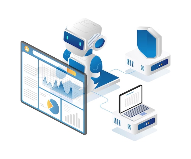 Vecteur le robot analyse les données de sécurité