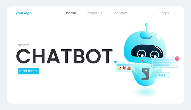 Un Robot Assistant En Ligne Sur Un Modèle De Page De Destination. La Conception Du Support Technique Pour Une Page Web. Un Site Web D'aide Virtuel. Page De Destination