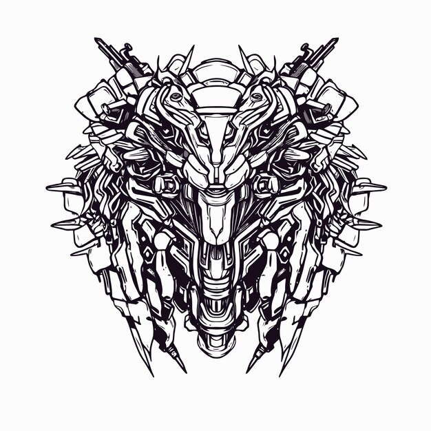Robot de chasse spatial lineart