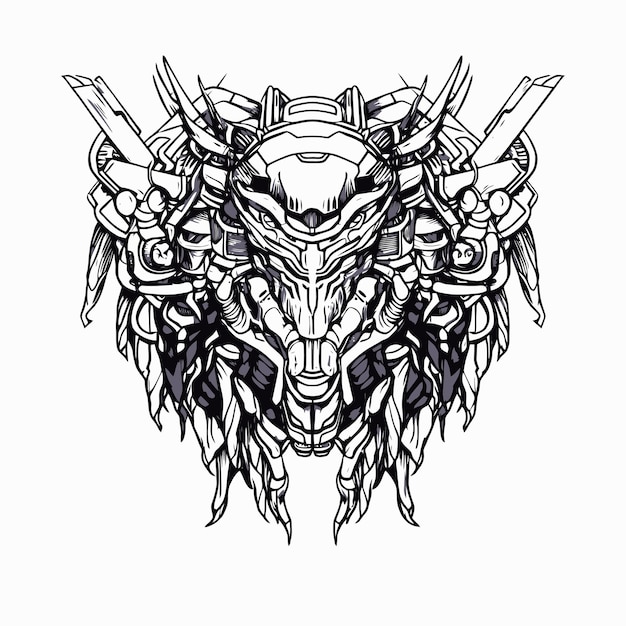 Robot de chasse spatial lineart