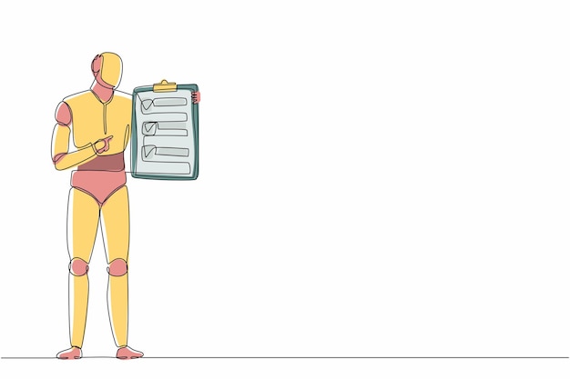 Robot de dessin en ligne continue unique debout et pointant clipboard Industrie de la technologie électronique