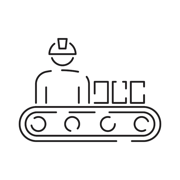 Robot ou icône robotique telle que bras main ligne de production boîte emballage contrôle informatique de production automobile et autre icône vectorielle de fabrication de produits