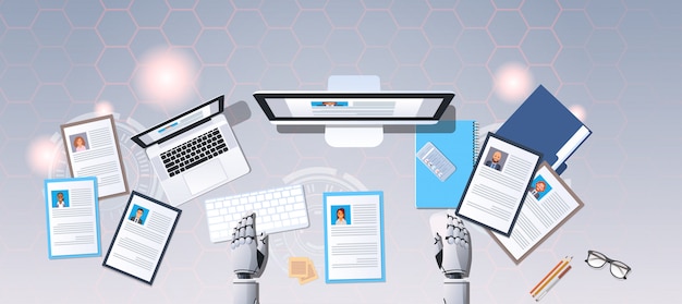 robot mains choisir cv curriculum vitae profil affaires gens à embaucher hr bot lieu de travail curriculum vitae