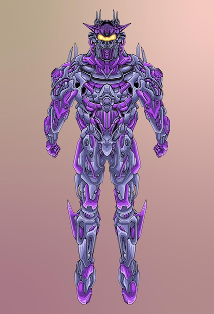 Robotic Mecha Soldat Body Armor Vector Illustration