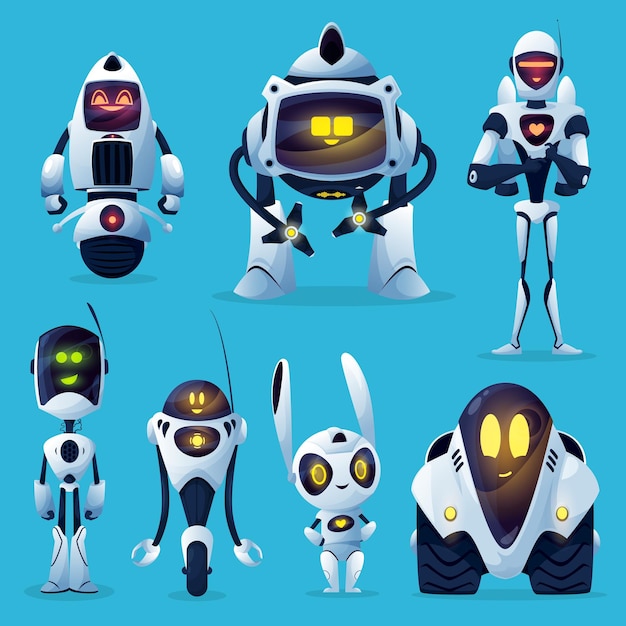 Robots blancs modernes robots d'intelligence artificielle