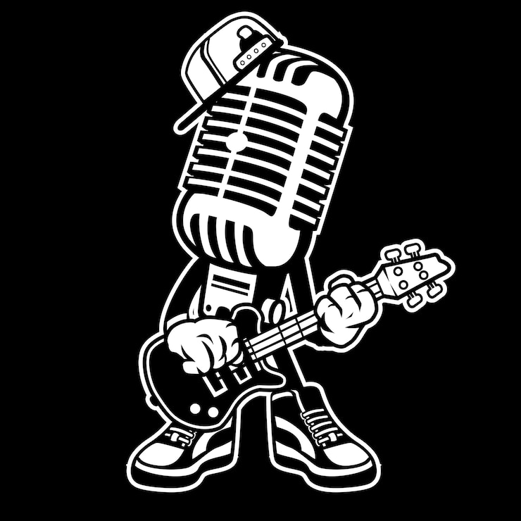 Vecteur rock mic cartoon
