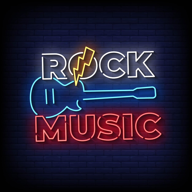 Rock Music Neon Signs Style Text Vector