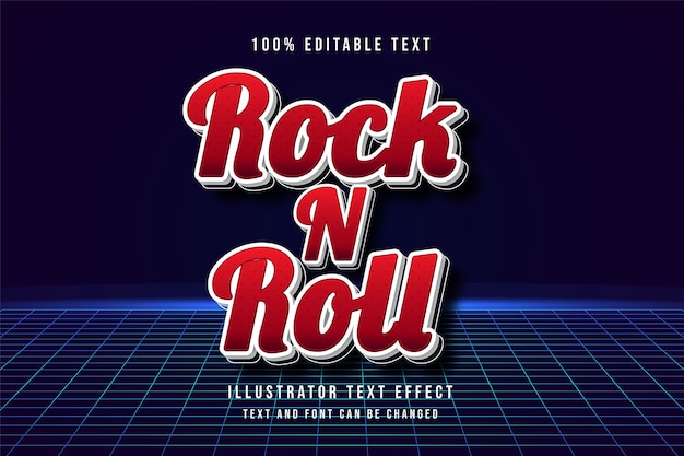 Rock N Roll, Effet De Texte Modifiable 3d Modèle De Dégradé Rouge Style D'ombre Moderne