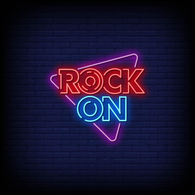 Rock On Logo Neon Signs Style Texte