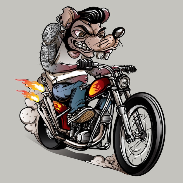 Rockabilly Rats sur un vélo de chopper classique