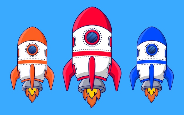 Rocket Flying Space Shuttle Décollant De La Planète Ou Concept De Marketing Vector
