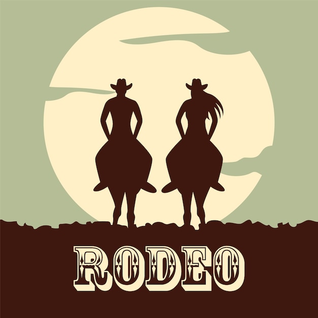 Vecteur rodeo background avec deux chevaux