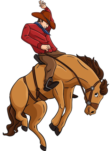 Rodeo De Chevaux De Cow-boy Clipart Coloré De Dessins Animés