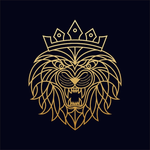 Vecteur roi lion illustration ligne art design