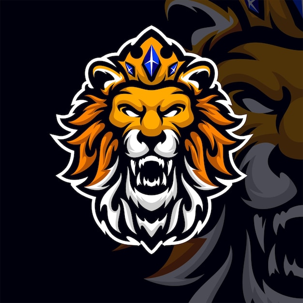 Vecteur roi lion mascotte logo esport vecteur premium