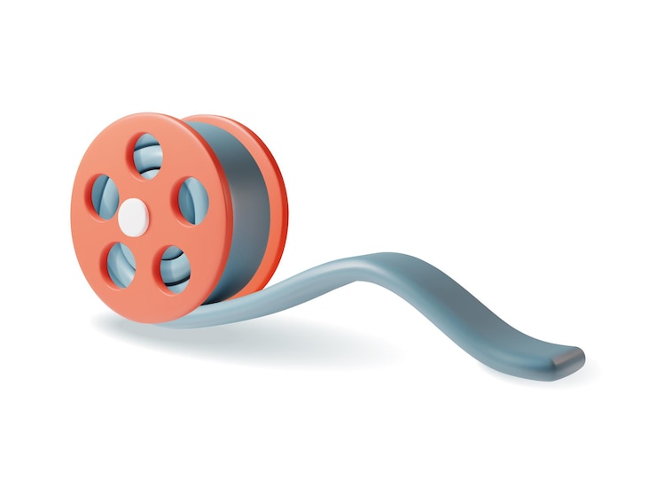 Vecteur rôle de film 3d et bande de cinéma plasticine vector de style dessin animé