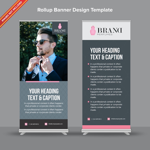 Vecteur rollup banner corporatif foncé et gris clair