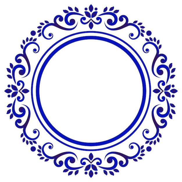 Vecteur rond décoratif bleu et blanc