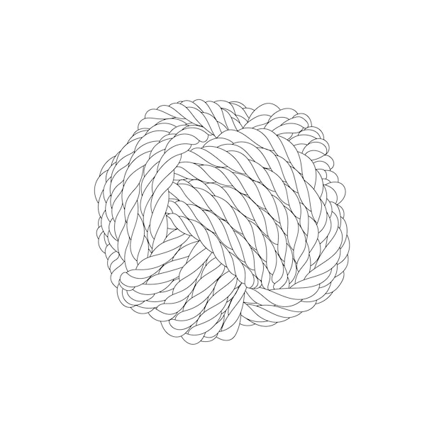 Rope Knots Borders Black Thin Line Art Design Element Illustration Vectorielle De Rope Knot