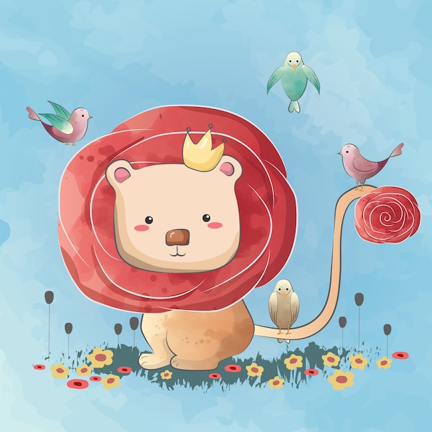 Rose aux cheveux mignon petit lion