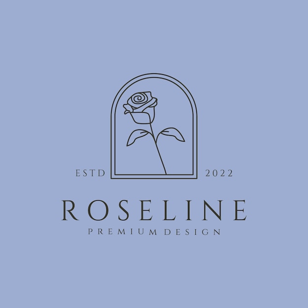 Rose fleur icône dessin au trait logo vecteur symbole illustration design