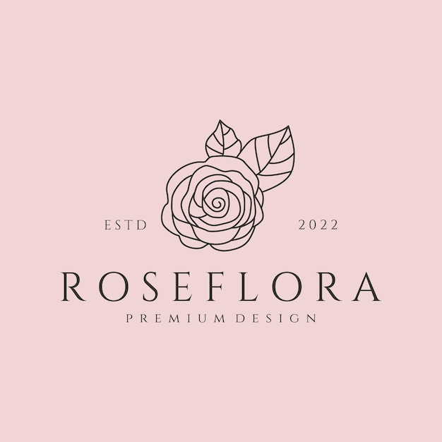 Rose flore icône dessin au trait logo vecteur symbole illustration design