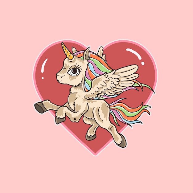 rose licorne amour mignon illustration vecteur