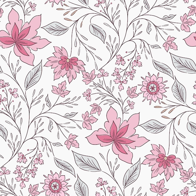 Rose pastel tourbillons de printemps fleurs n motifs de feuilles