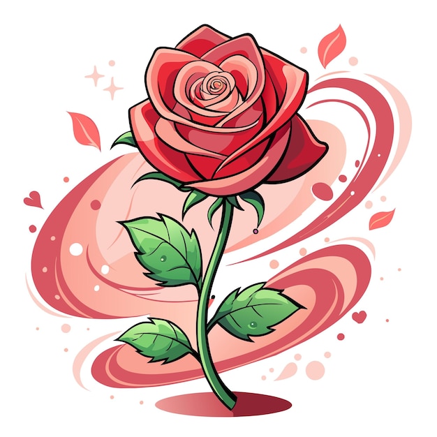 Vecteur la rose solitaire est le symbole de l'amour éternel.