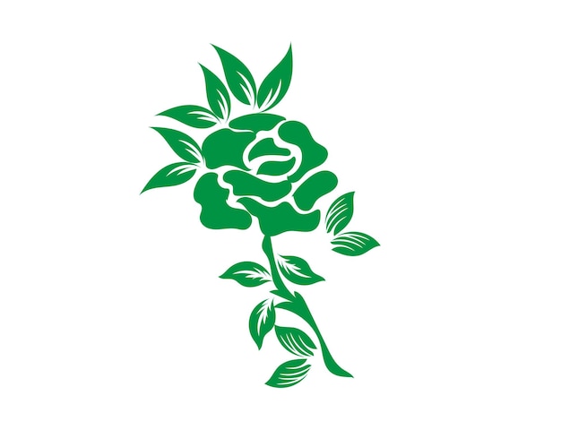 Vecteur une rose verte avec une feuille verte dessus