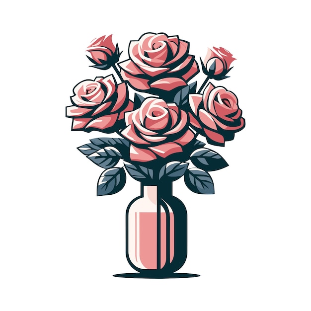 Des roses colorées fleurissent dans un vase illustration vectorielle de fleurs de printemps mignons bouquet de roses