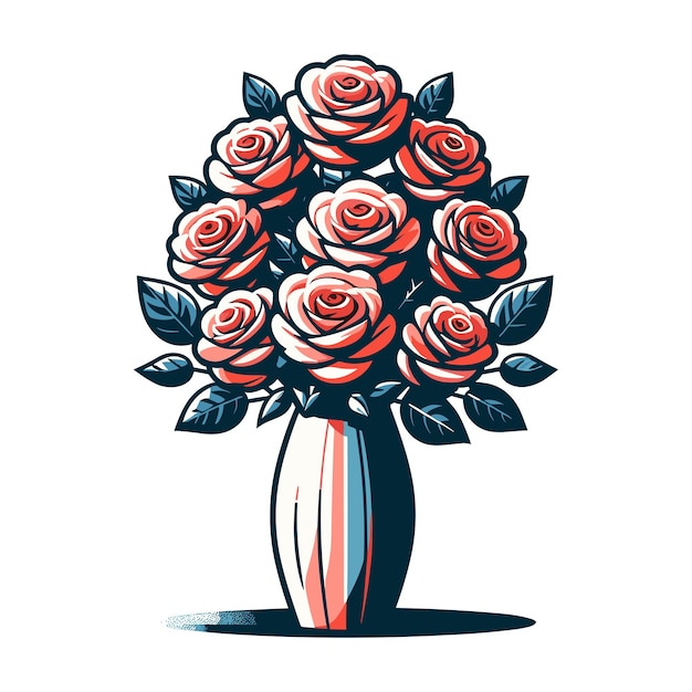 Des roses colorées fleurissent dans un vase illustration vectorielle de fleurs de printemps mignons bouquet de roses