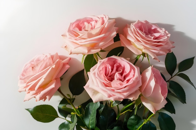 Des roses roses isolées sur un fond blanc