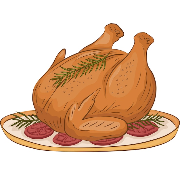 Vecteur rôti de dinde dîner clipart illustration pour thanksgiving noël