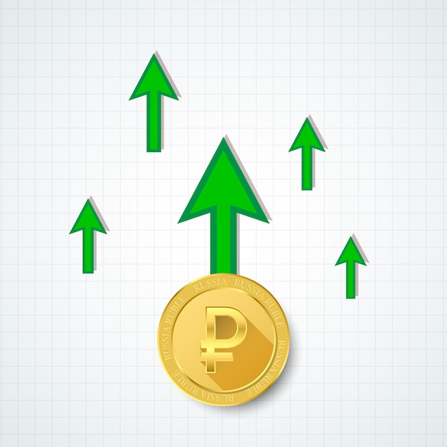 Rouble russe hausse verte flèche de l'économie Illustration vectorielle