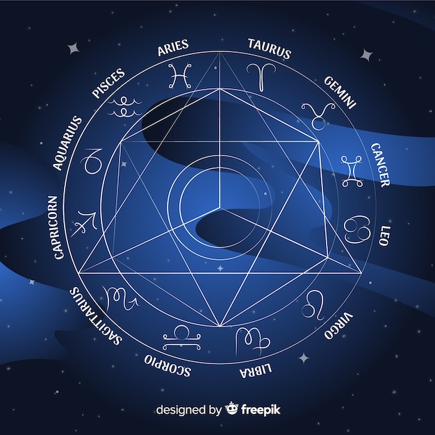 Roue Du Zodiaque Plat Sur Fond De Galaxie