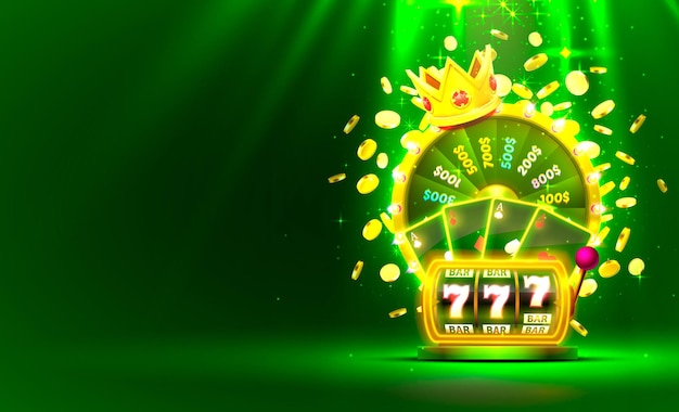 Roue De Fortune Colorée D'or De Casino, Machine à Sous Au Néon, Cartes à Jouer Remporte Le Jackpot