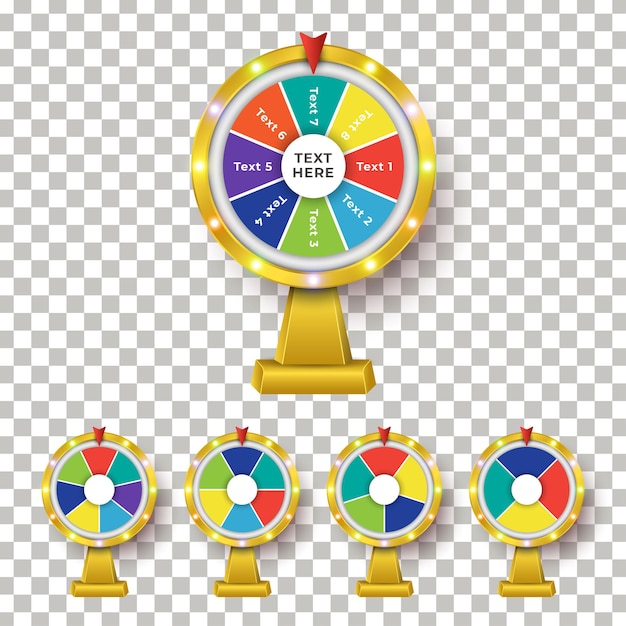 Roue de fortune dorée avec vecteur de collection de jeu d'effets de lumière