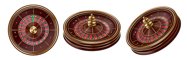 Roues De Roulette Casino Divertissement Roue De Rotation 3d équipement De Jeu Et Vecteur De Jeu De Fortune Ensemble D'illustrations