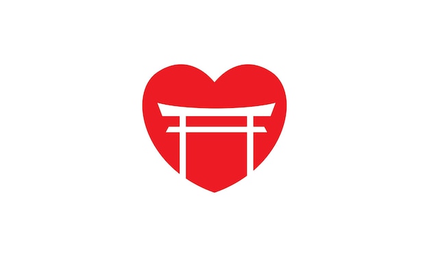 Vecteur rouge amour torii japon logo symbole vecteur icône illustration design