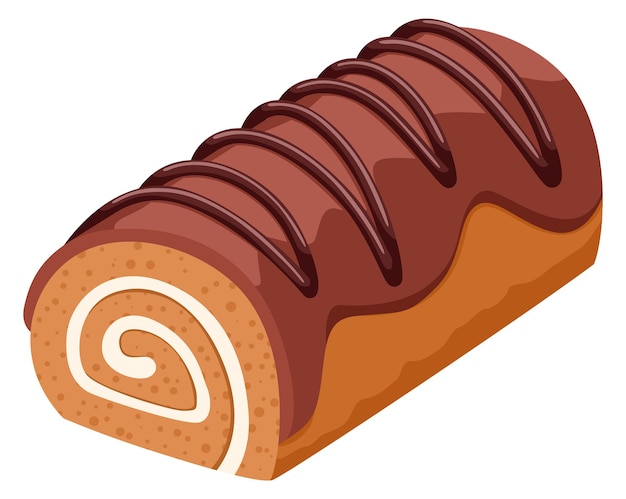 Vecteur rouleau au chocolat icône de bûche sucrée gâteau de tourbillon de dessin animé isolé sur fond blanc
