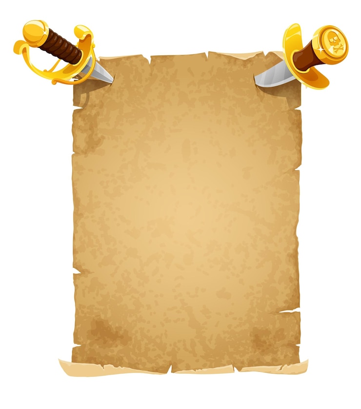 Vecteur un rouleau de pirate à l'époque avec des poignards coincés.