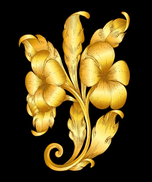 Vecteur rouleau de style baroque doré