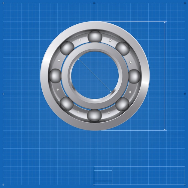 Roulement à billes sur fond de plan.