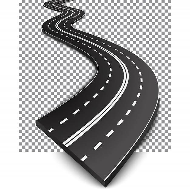 Route courbe avec des marquages blancs
