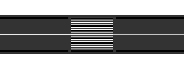 Vecteur route droite vide avec marquage de passage pour piétons. vue aérienne. gabarit horizontal de la chaussée
